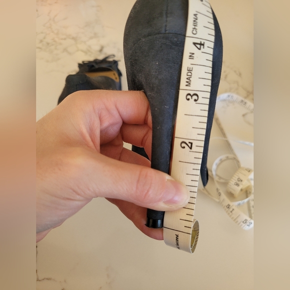 Blue Suede Enzo Angiolini Eamielee Peep Toe Ruffle Bow Heels 8.5 - Picture 7 of 7